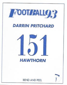 1993 Select AFL Stickers #151 Darrin Pritchard Back